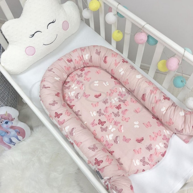 Protectie somn – Baby Nest Fluturi roz
